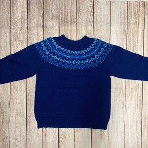 Vintage 80s Handmade Fair Isle Knit Pullover | Women’s Medium | Blue Tones